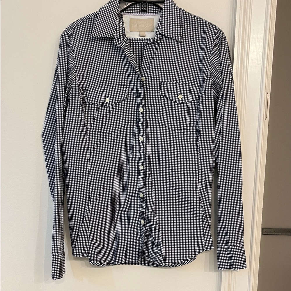 Banana Republic Navy and White Button Down Shirt